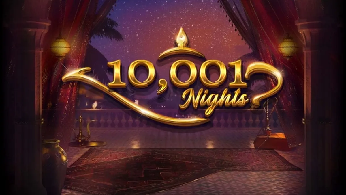 Visual vibrante e luxuoso do slot 10,001 Nights com tema oriental
