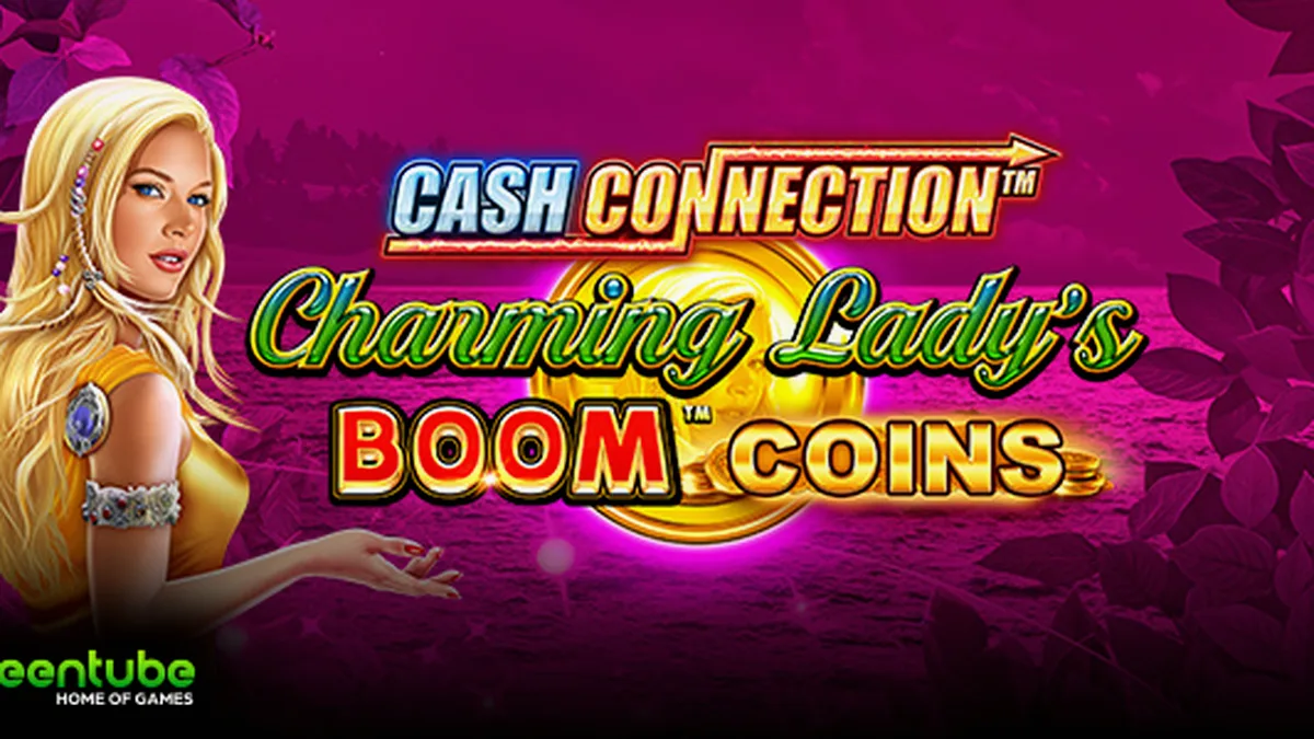 Interface do jogo Cash Connection Charming Lady’s Boom Coins em um dispositivo móvel